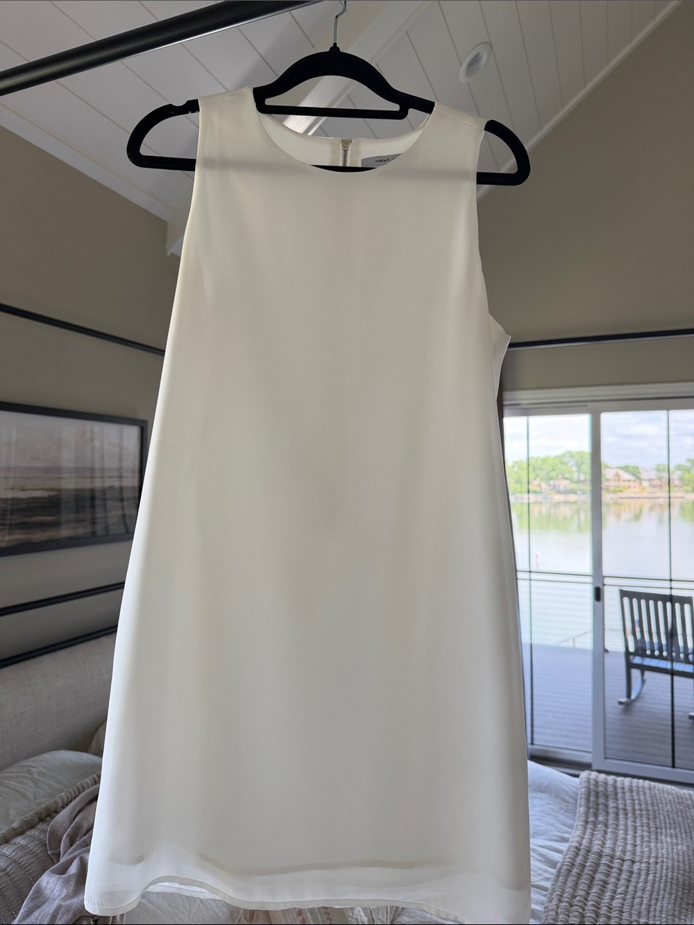 Naked Zebra Cream Sleeveless Shift Mini Dress